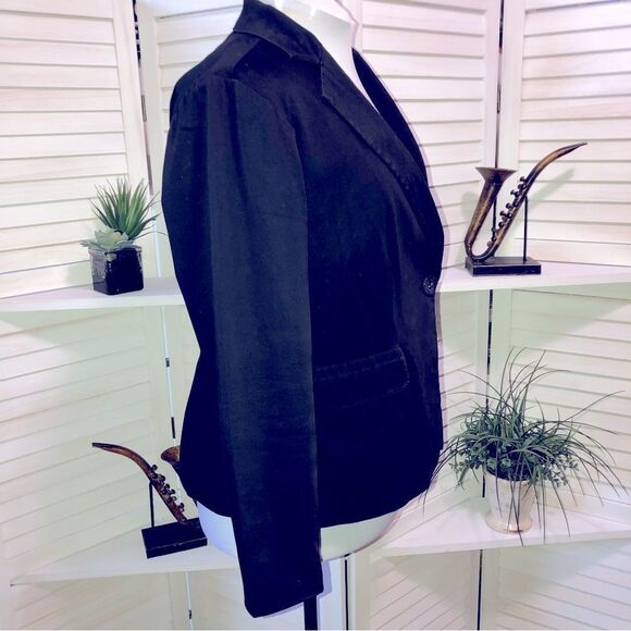 Sandro Black Cotton Blazer Coat V Neck 1X - Picture 4 of 7